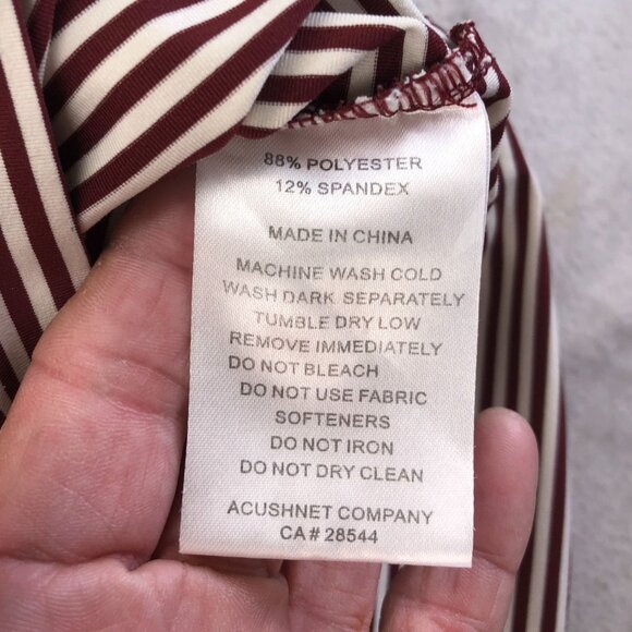 FootJoy Mens Polo Shirt Large Short Sleeve Striped Casual Classic Travel Red - Picture 9 of 13